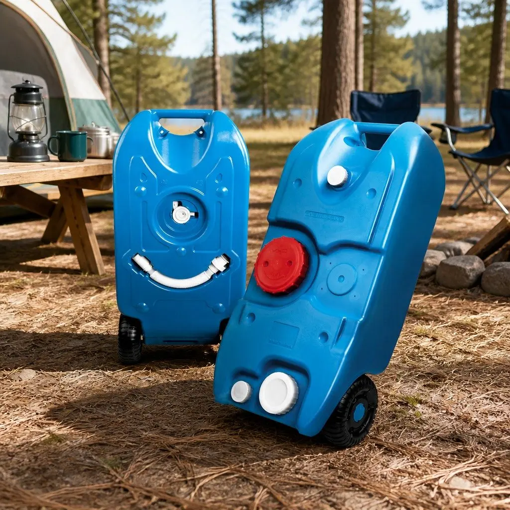 40L Portable Water Tank for Camping Caravan with Wheels Blue