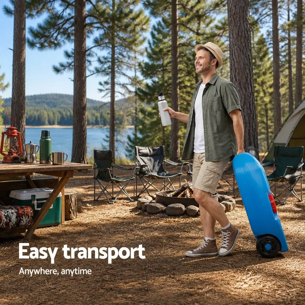 40L Portable Water Tank for Camping Caravan with Wheels Blue