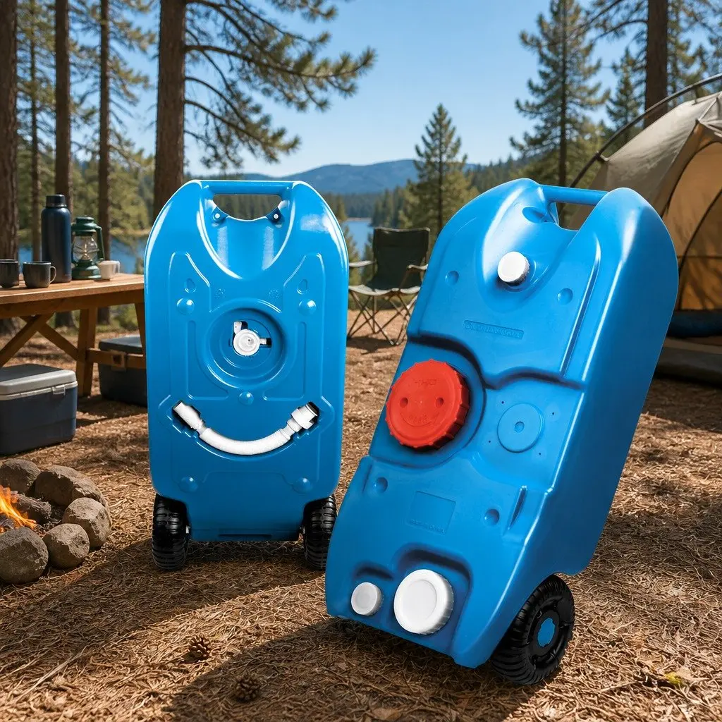 40L Portable Water Tank for Camping Caravan with Wheels Blue