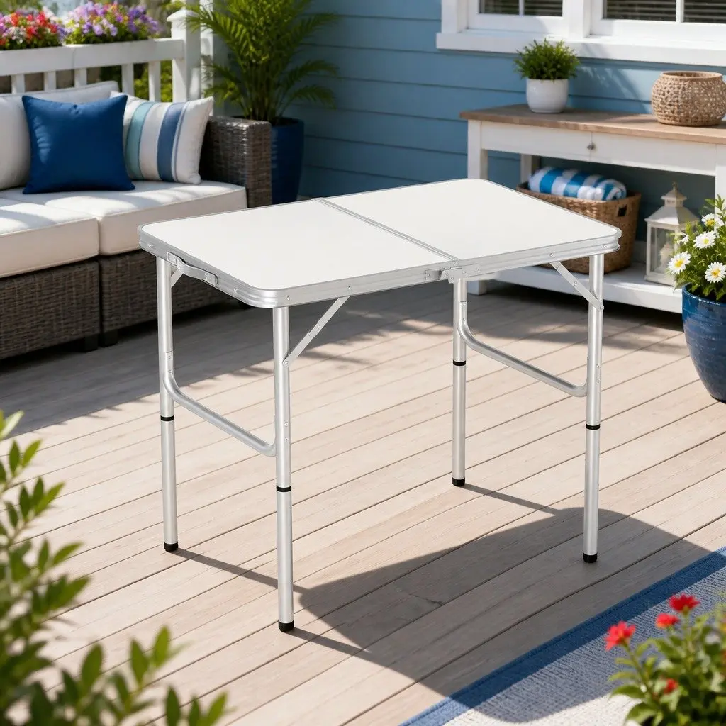 90cm Folding Table with Adjustable Height for Outdoor Use