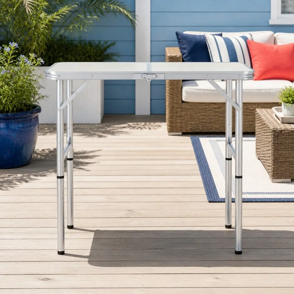 90cm Folding Table with Adjustable Height for Outdoor Use