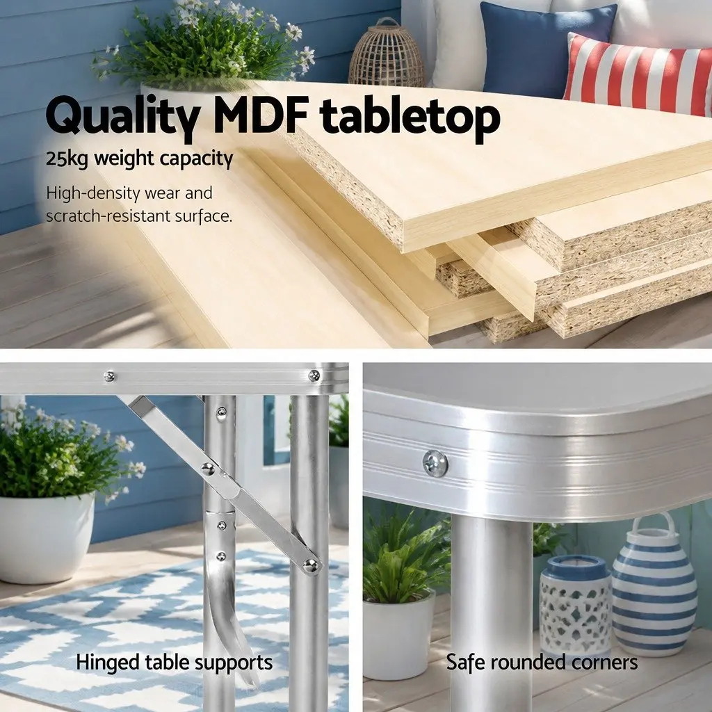 90cm Folding Table with Adjustable Height for Outdoor Use