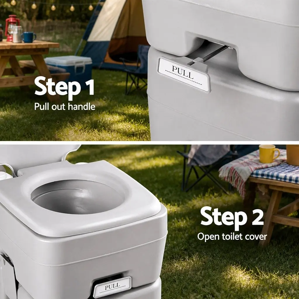 20L Portable Camping Toilet Outdoor Flush Potty Travel