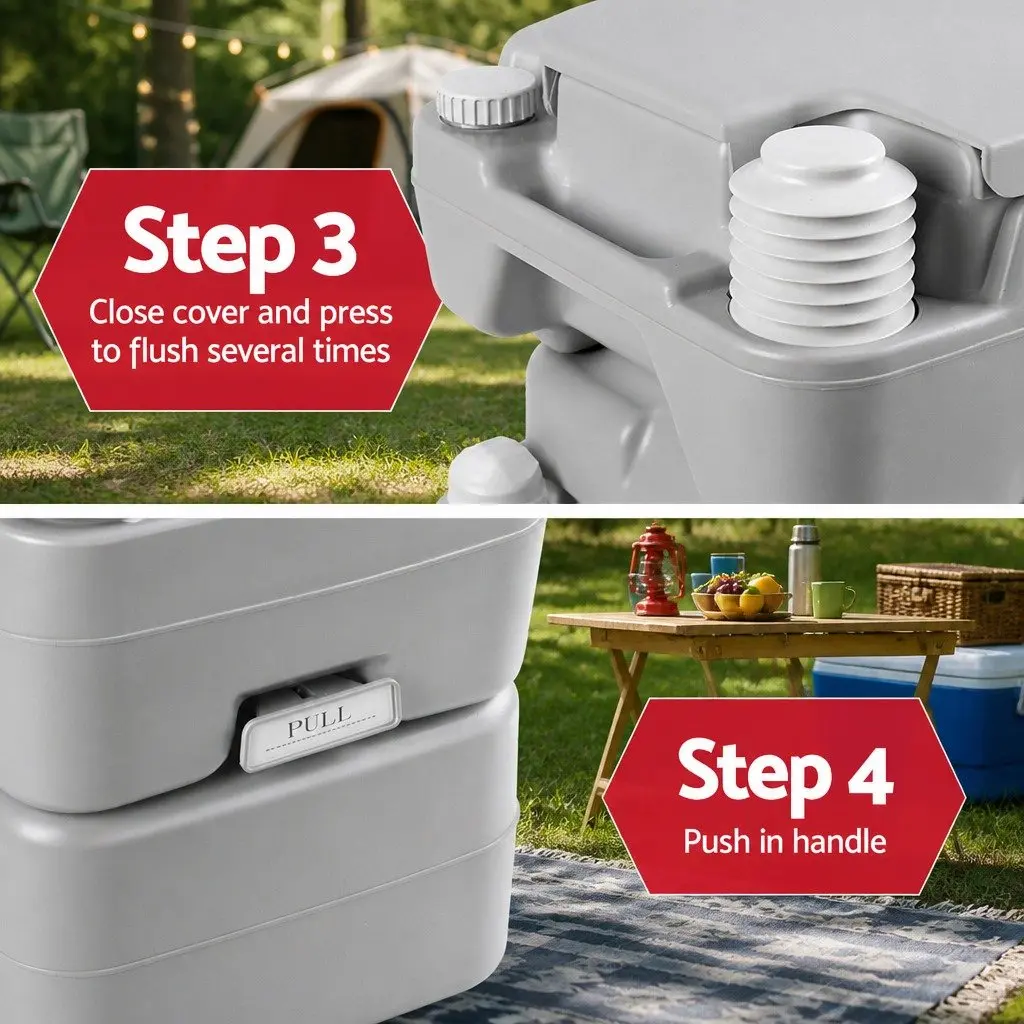 20L Portable Camping Toilet Outdoor Flush Potty Travel