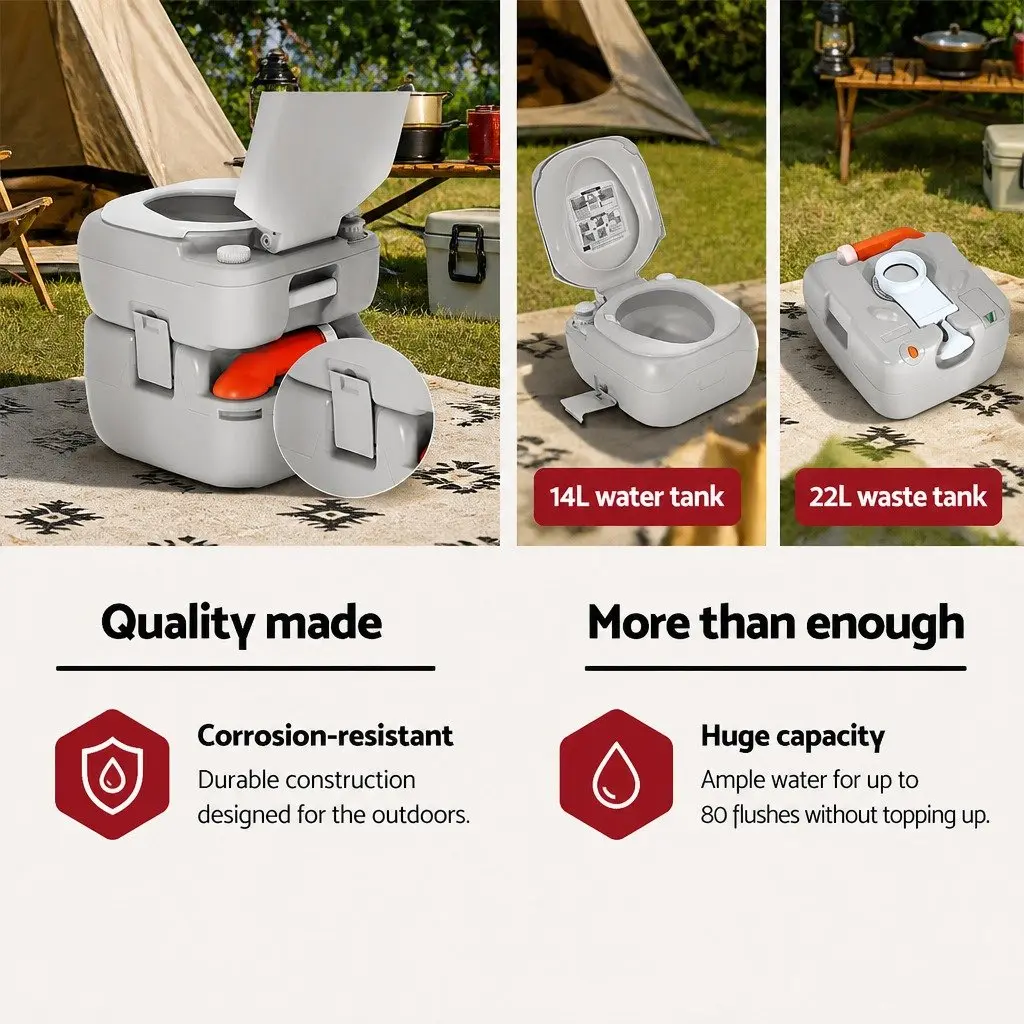Portable Camping Toilet Outdoor Use 22L