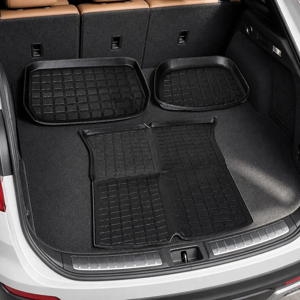 Tesla Model Y Floor Mats Front Rear Trunk Toolbox Set Waterproof Car Mat