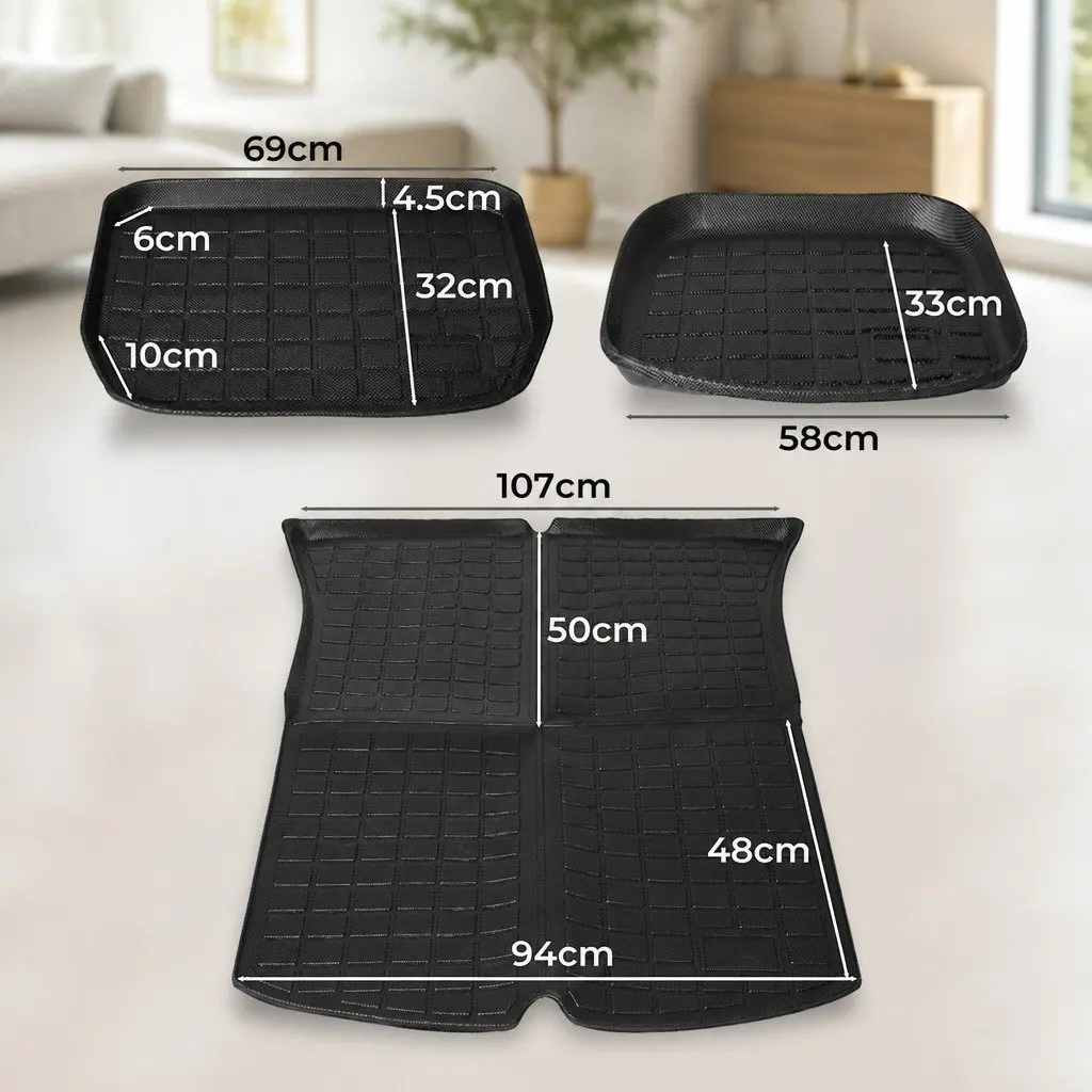Tesla Model Y Floor Mats Front Rear Trunk Toolbox Set Waterproof Car Mat