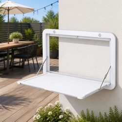 Folding Caravan Table 800 x 450mm Lockable White Space-Saving RV Camping