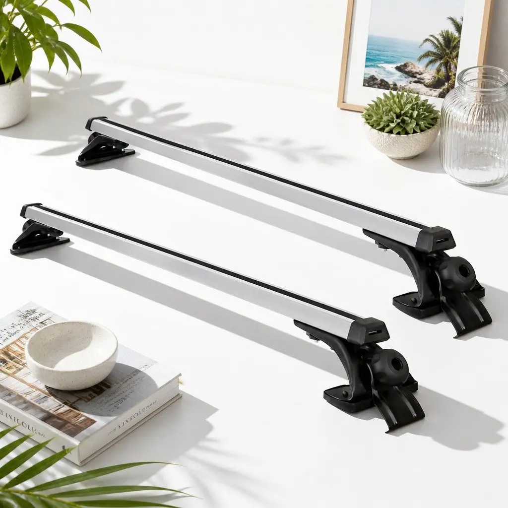 Car Roof Rack Universal Aluminum Cross Bar Adjustable 145cm for Bare Roof Silver