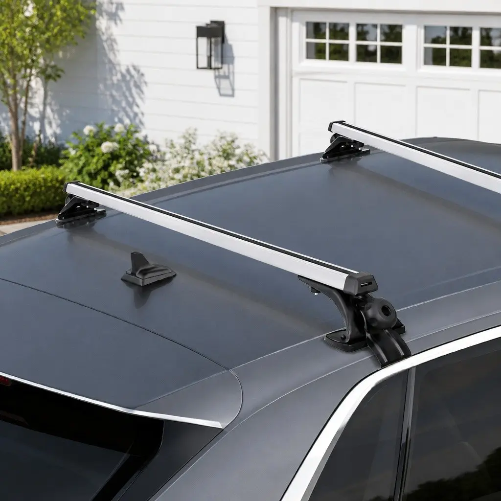 Car Roof Rack Universal Aluminum Cross Bar Adjustable 145cm for Bare Roof Silver