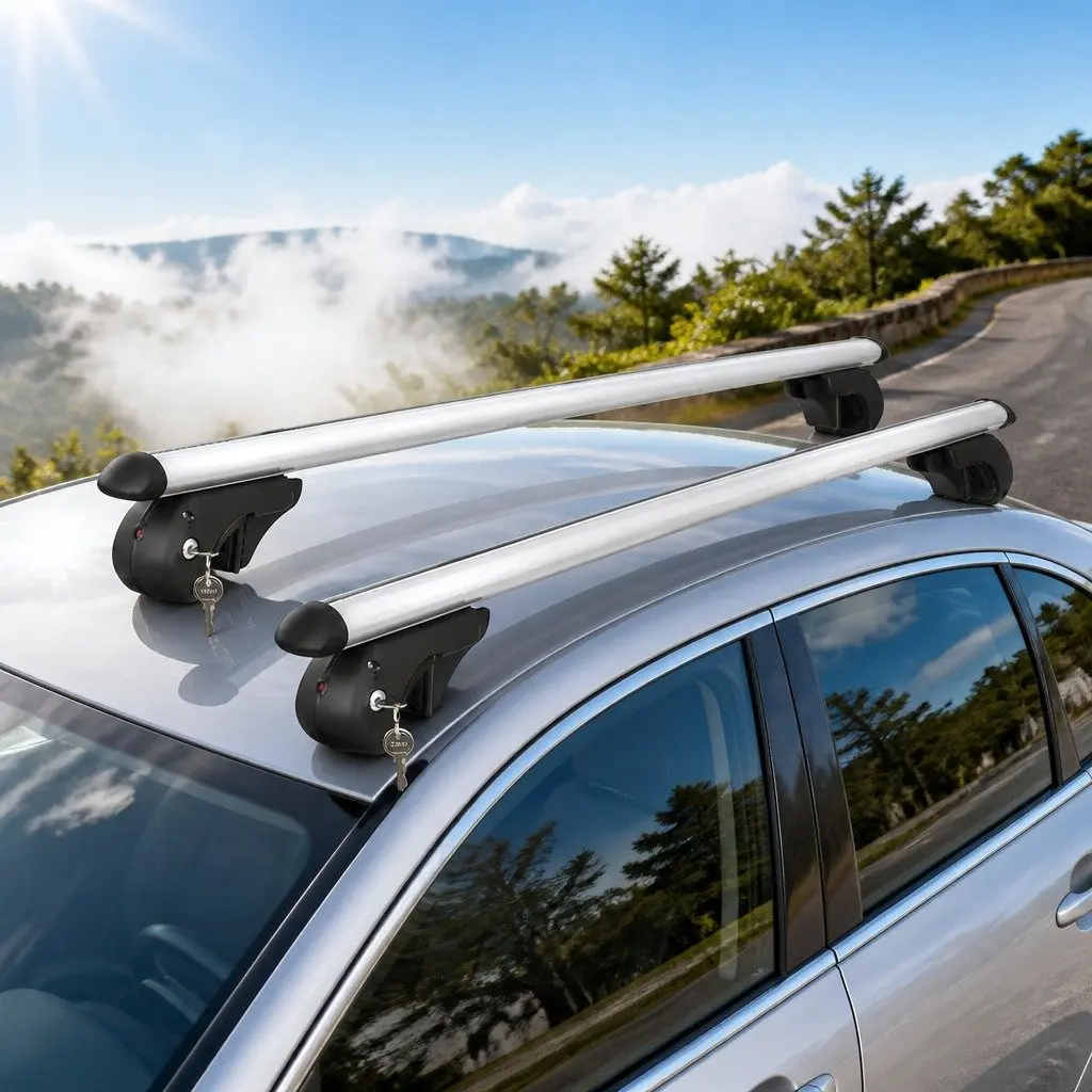 Universal Adjustable Aluminium Car Roof Rack Cross Bar 108cm Silver