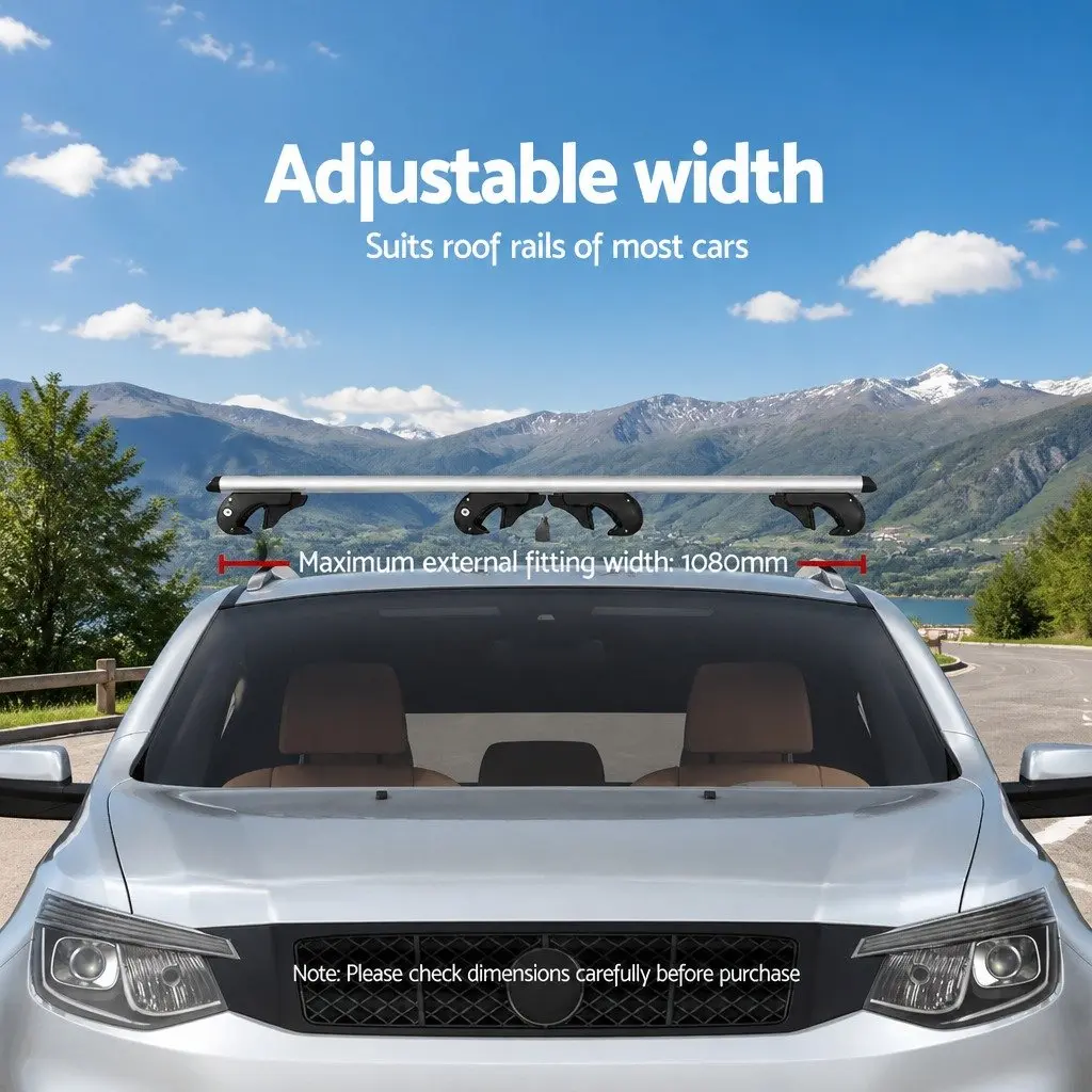 Universal Adjustable Aluminium Car Roof Rack Cross Bar 108cm Silver