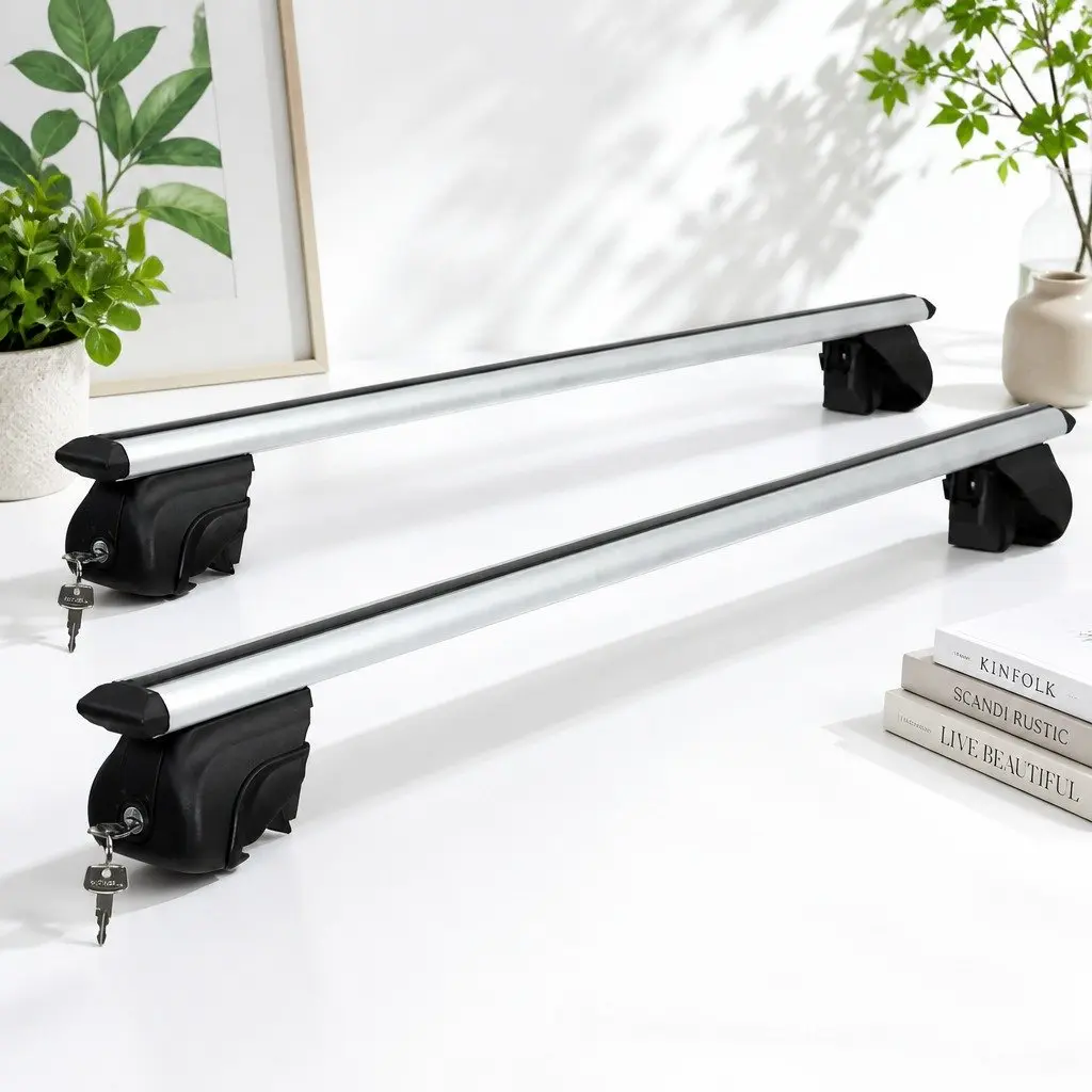 Car Roof Rack Cross Bar for Raised Roof Rails 126cm Silver Aluminium