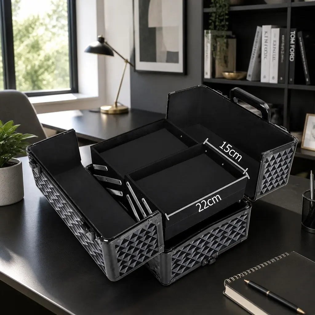 Makeup Case Beauty Trolley Cosmetic Organiser 4 Layers Travel Wheels Diamond