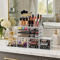 Acrylic Makeup Organizer with 12 Drawers Cosmetic Storage Box Jewellery Holder