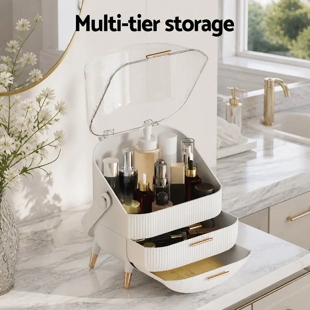 Makeup Organizer Portable Cosmetic Storage Box for Travel with Drawers 25cm x 18cm x 34.5cm