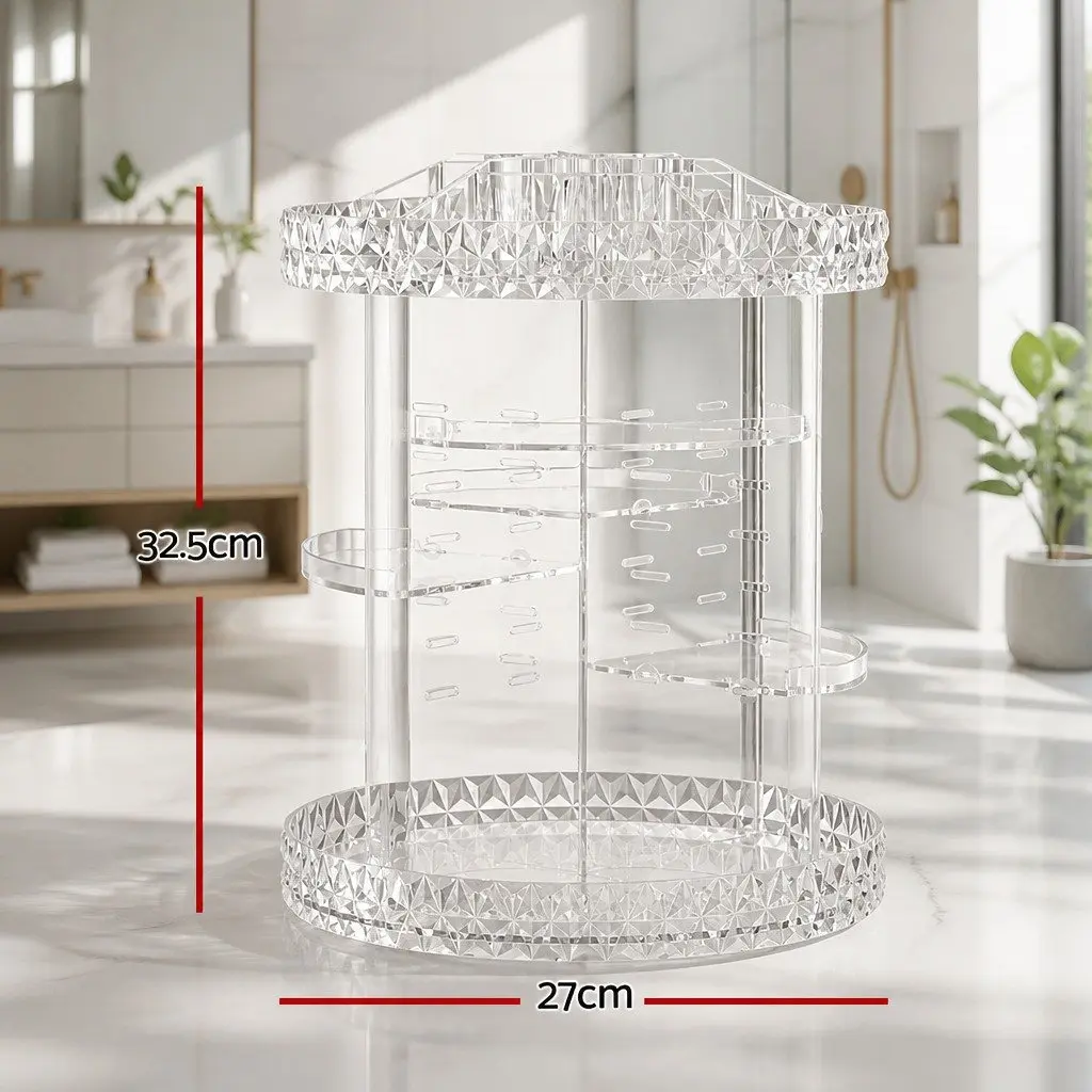 Makeup Organizer Acrylic Rotating Cosmetic Storage Display Holder 27cm x 27cm x 32.5cm