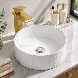 Round High-Gloss White Ceramic Vessel Sink Specifications