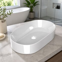 Round Vanity Sink - Ceramic Basin with Dimensions 52x31cm