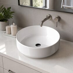 White Round Ceramic Bathroom Vanity Basin Sink Bowl 355x355x120mm Hand Wash