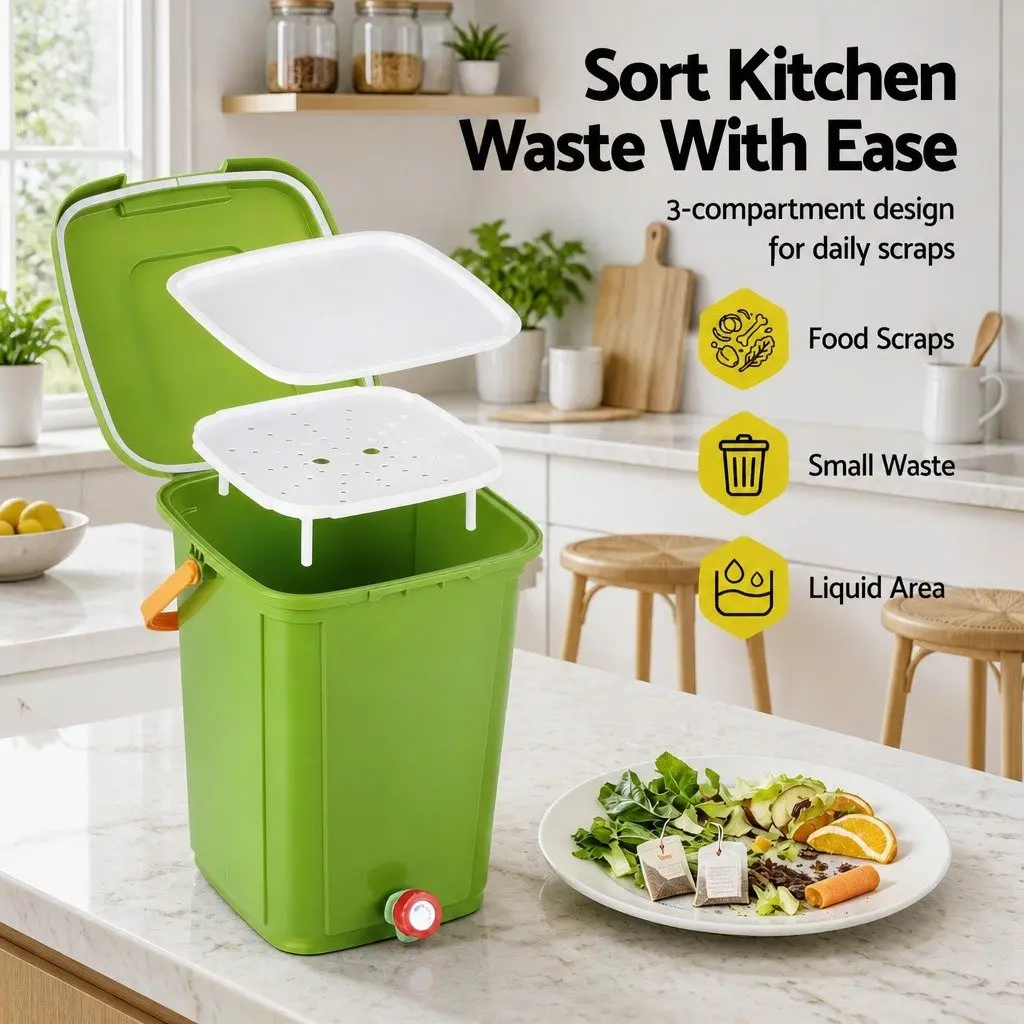 20L Kitchen Compost Bin with Sorting Tray
