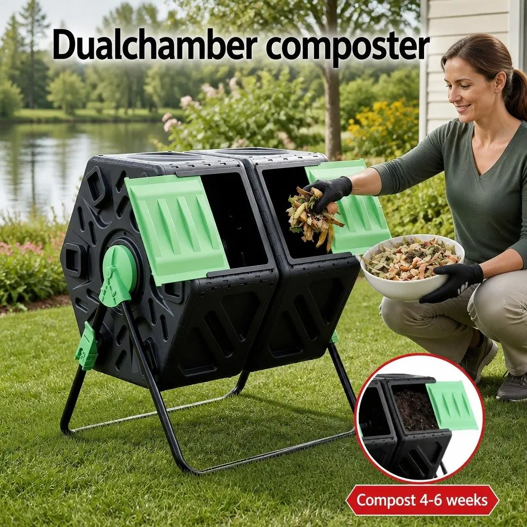 130L Dual-Chamber Compost Tumbler
