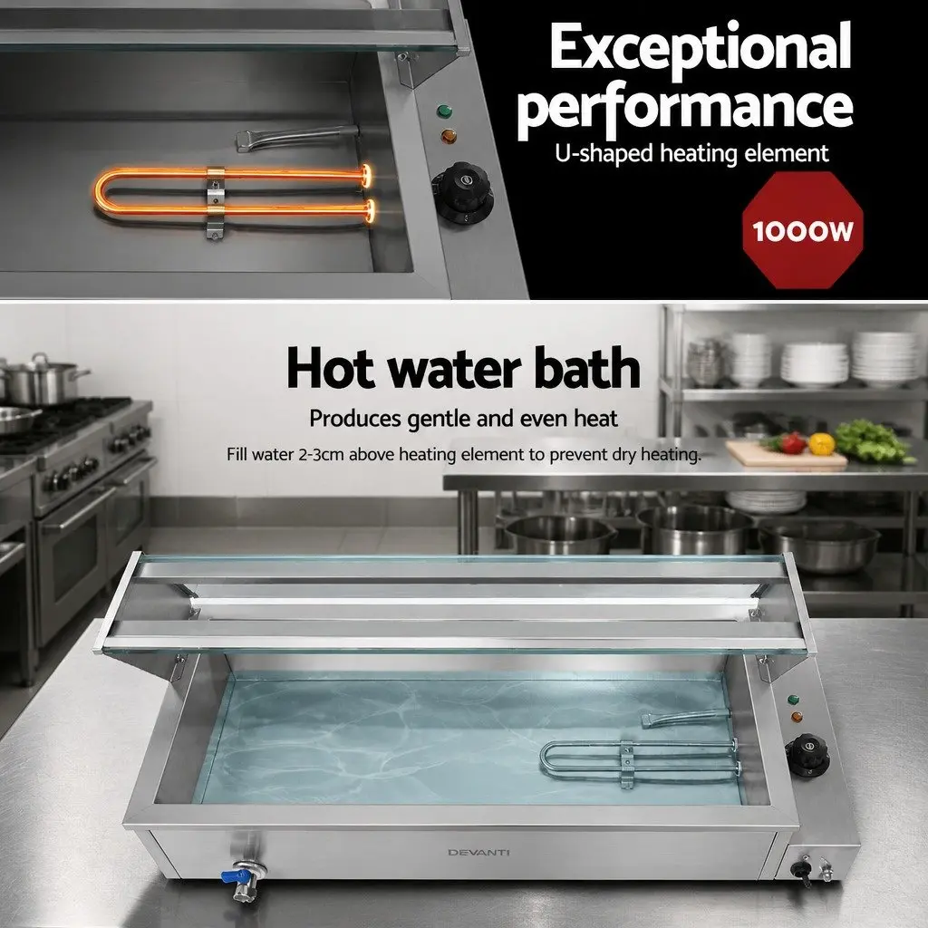 Bain Marie Food Warmer Electric Buffet Server 3 Pans for Kitchen Use 91cm x 39cm x 33.5cm