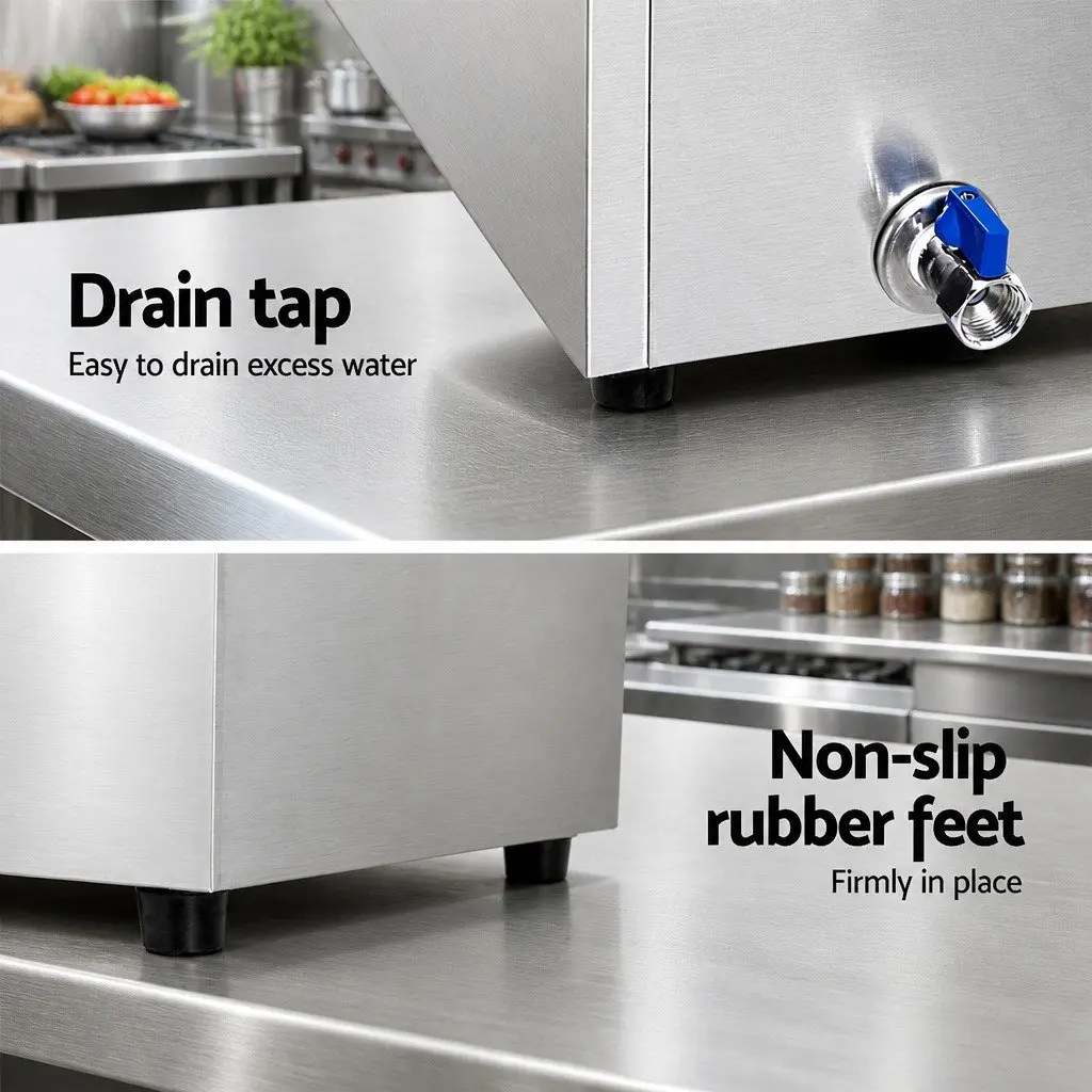 Bain Marie Food Warmer Electric Buffet Server 3 Pans for Kitchen Use 91cm x 39cm x 33.5cm