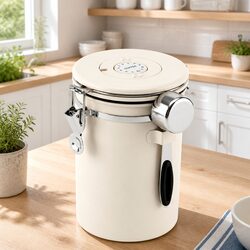 Coffee Bean Storage Container 1.8L Stainless Steel Canister with Viewing Window