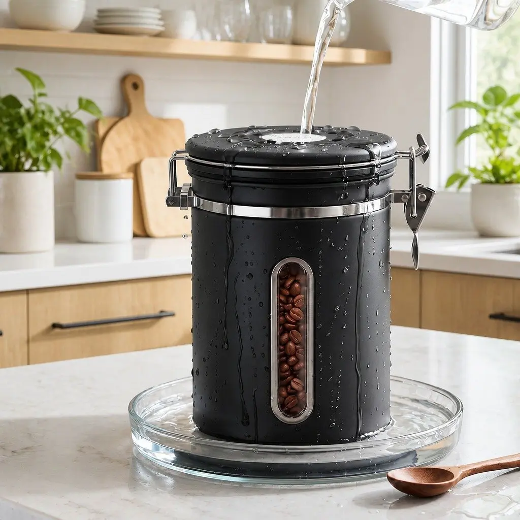Stainless Steel Coffee Bean Storage Container for Kitchen 1.8L