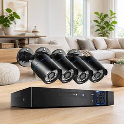 4-Channel DVR System: 4 Bullet Cameras, 1080P Resolution
