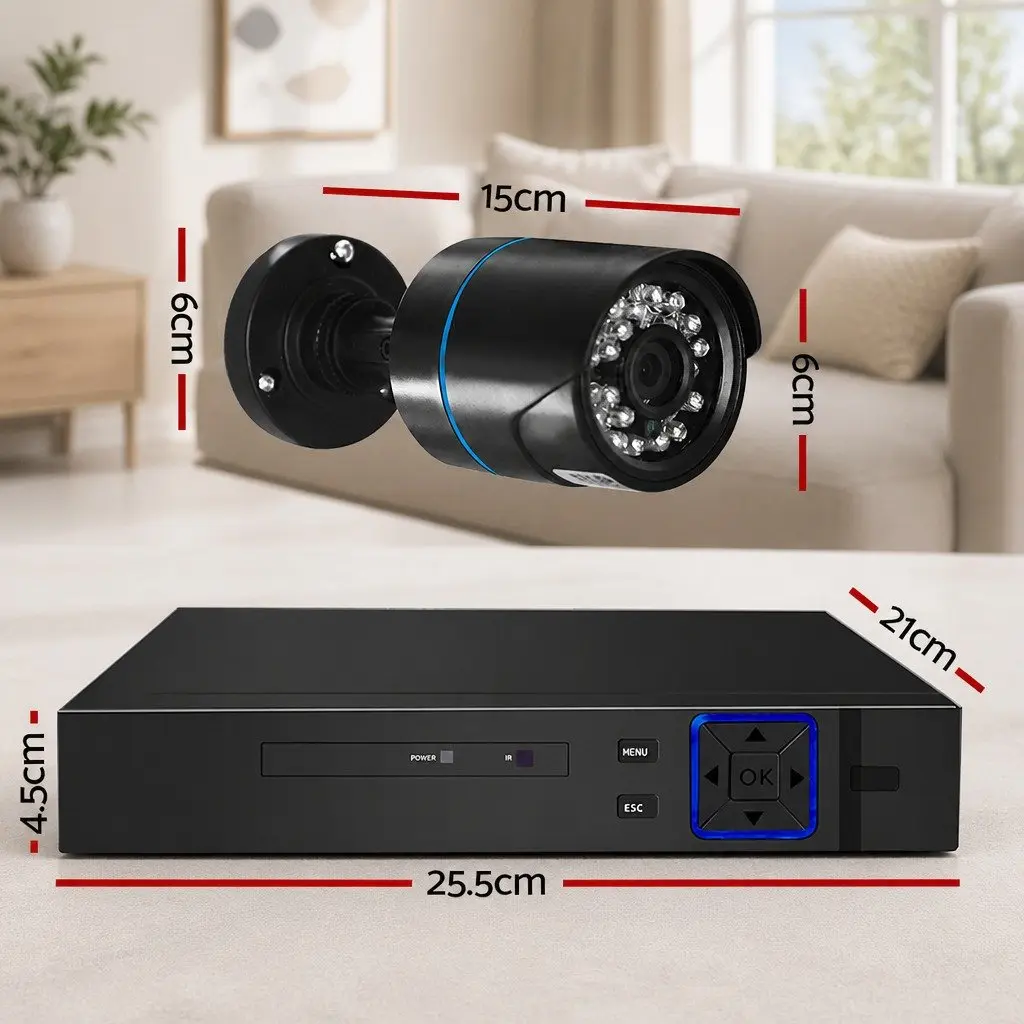 4 Channel DVR Security Camera System Indoor Outdoor 1080P HD with 4 Bullet CCTV Cameras