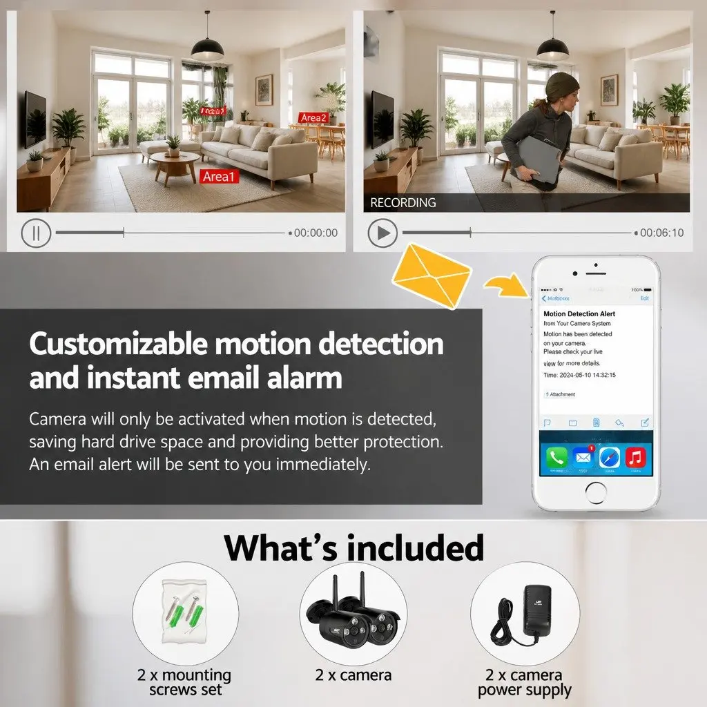 3MP Wireless Bullet Security Camera with IP66 Rating