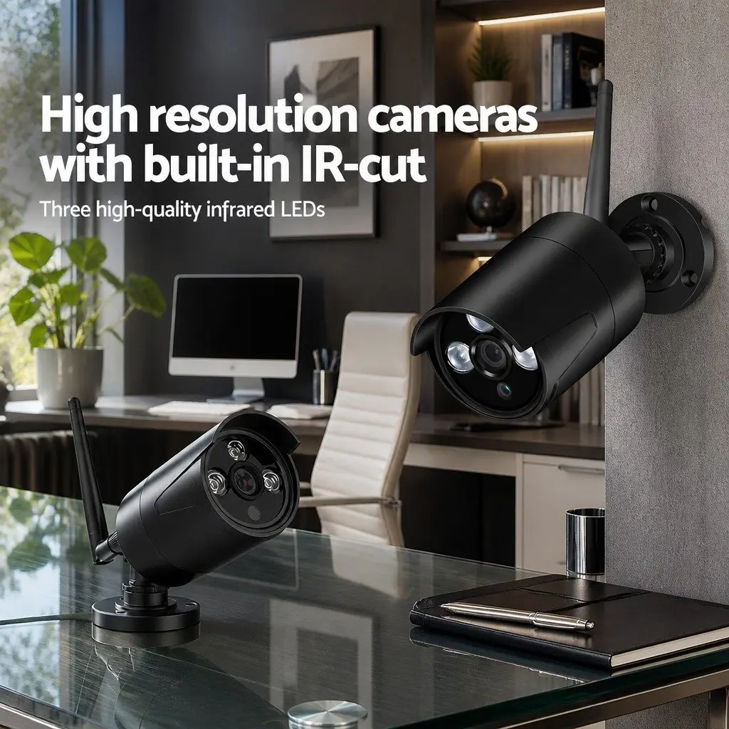 Wireless Bullet Security Camera 3MP Full HD Indoor Outdoor CCTV Black