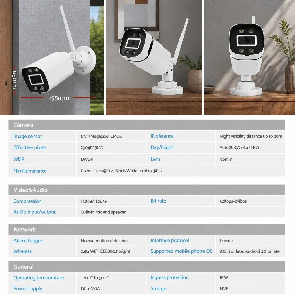 3MP Wireless CCTV Security Camera System