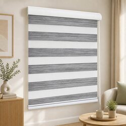 60x210cm Grey Zebra Roller Blind - Polyester and Aluminum