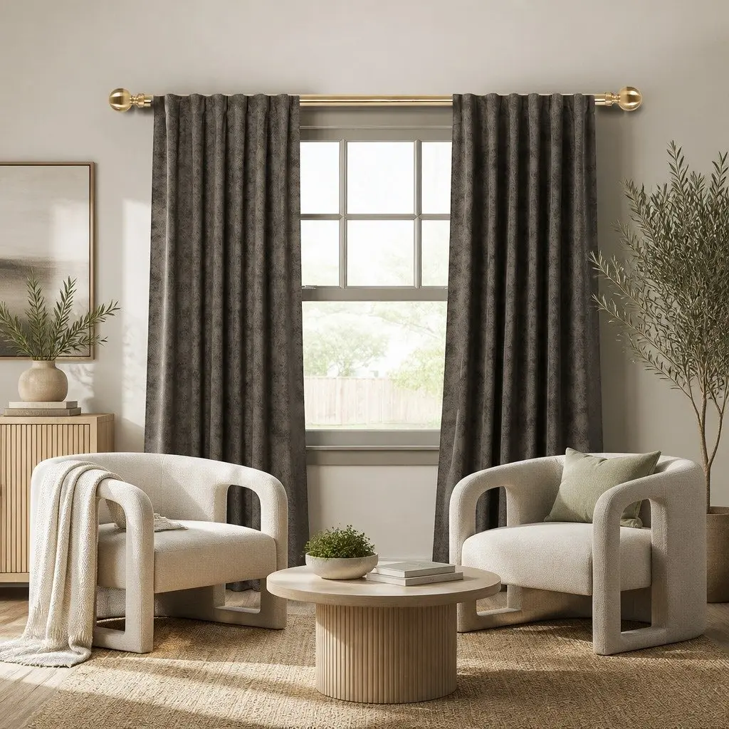 Extendable Curtain Rod Set Steel Pole Quiet Rail Silencer Sliders Home Decor
