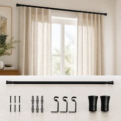 Black Steel Extendable Curtain Rod Dimensions and Specs