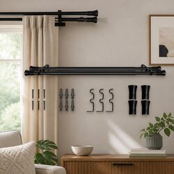 Specifications of the Double Curtain Rod - Black Steel