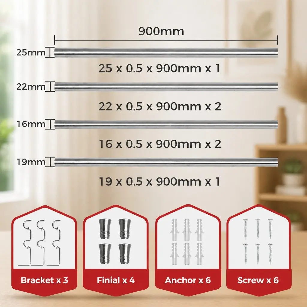 Extendable Double Curtain Rod Pole Set
