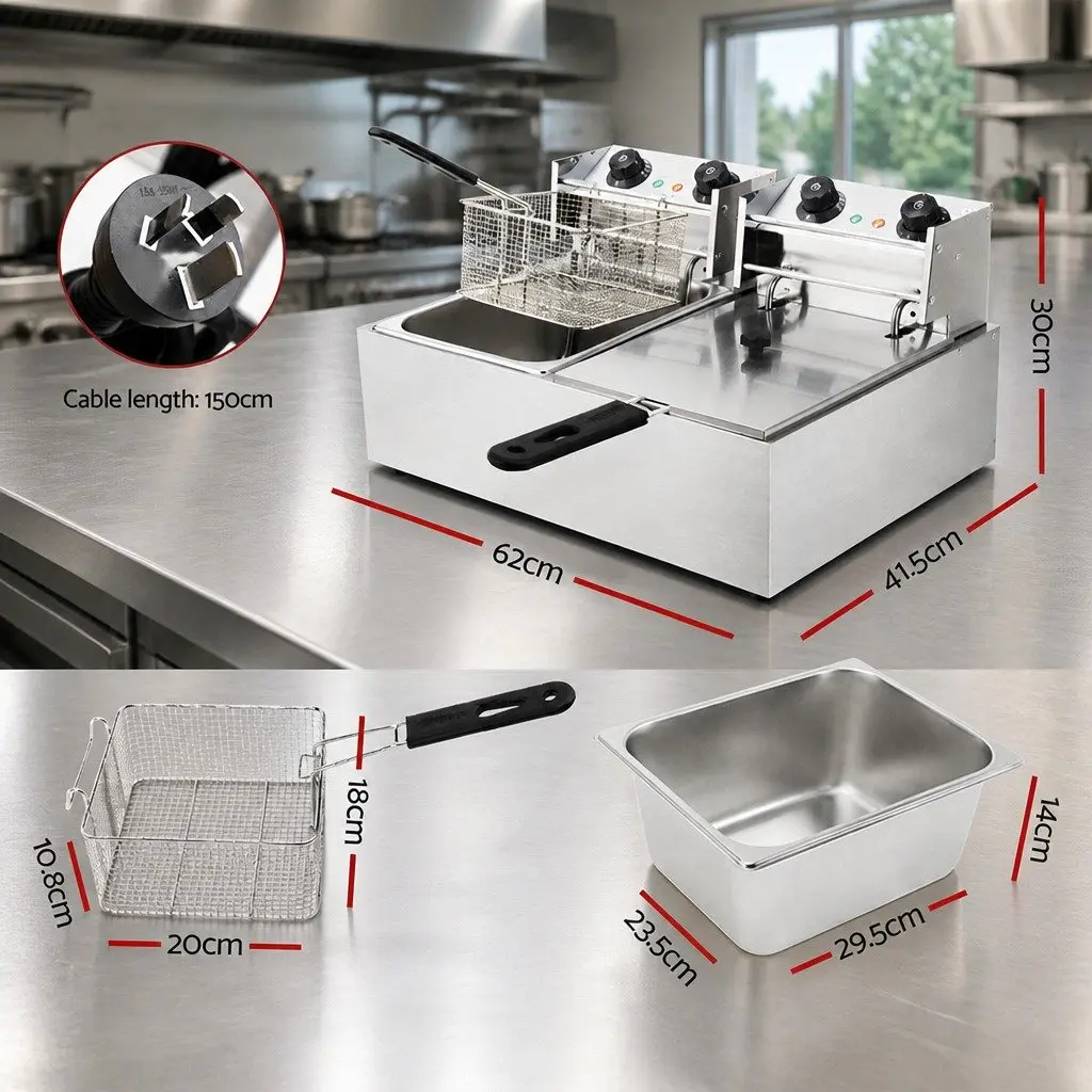 20L Electric Deep Fryer with Dual Baskets