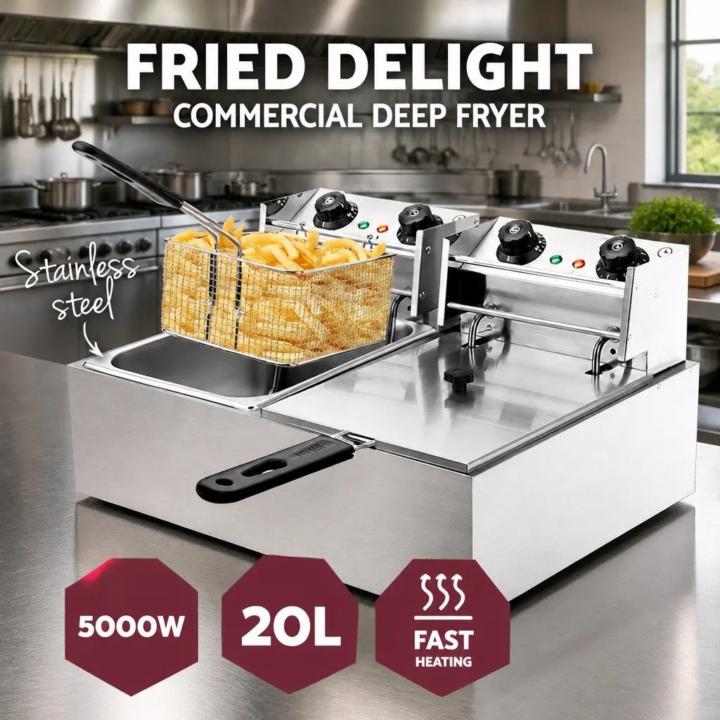 20L Electric Deep Fryer with Dual Baskets