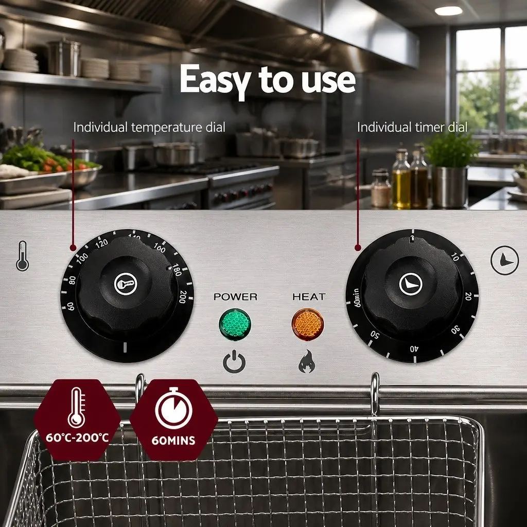 20L Electric Deep Fryer with Dual Baskets