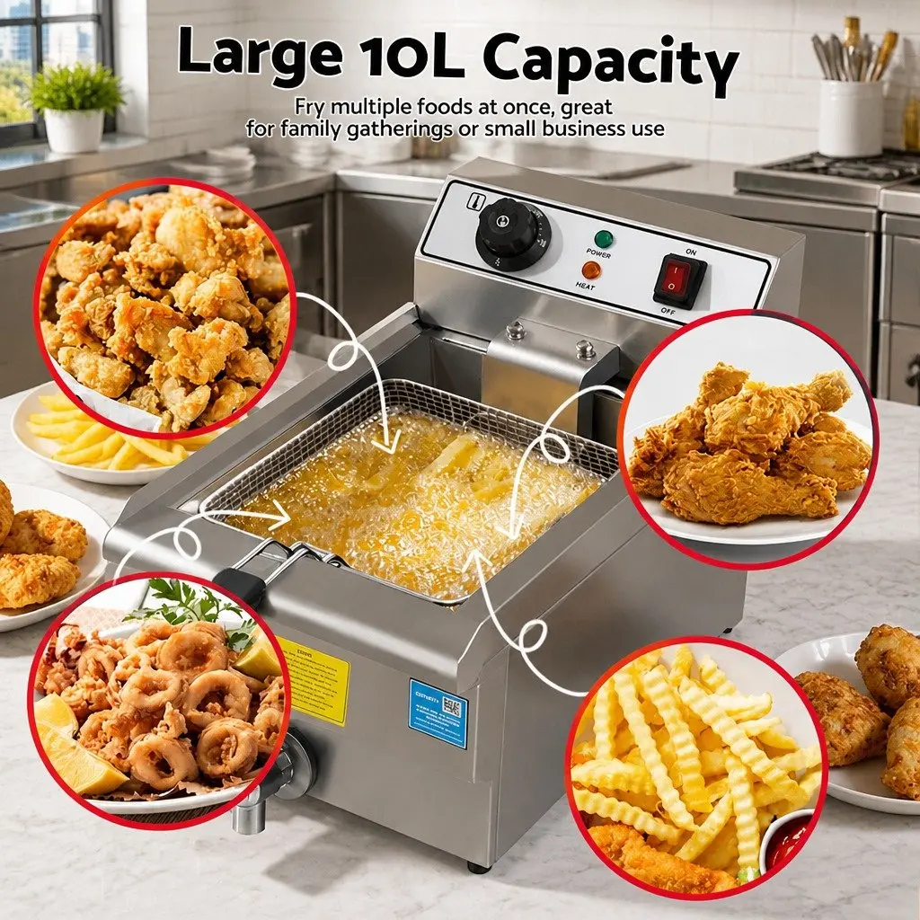10L Electric Deep Fryer, 3000W Power