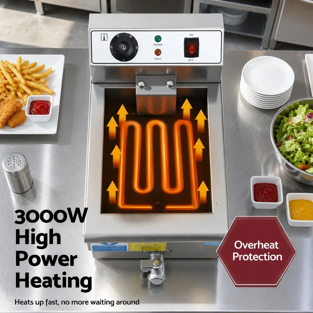 10L Electric Deep Fryer, 3000W Power