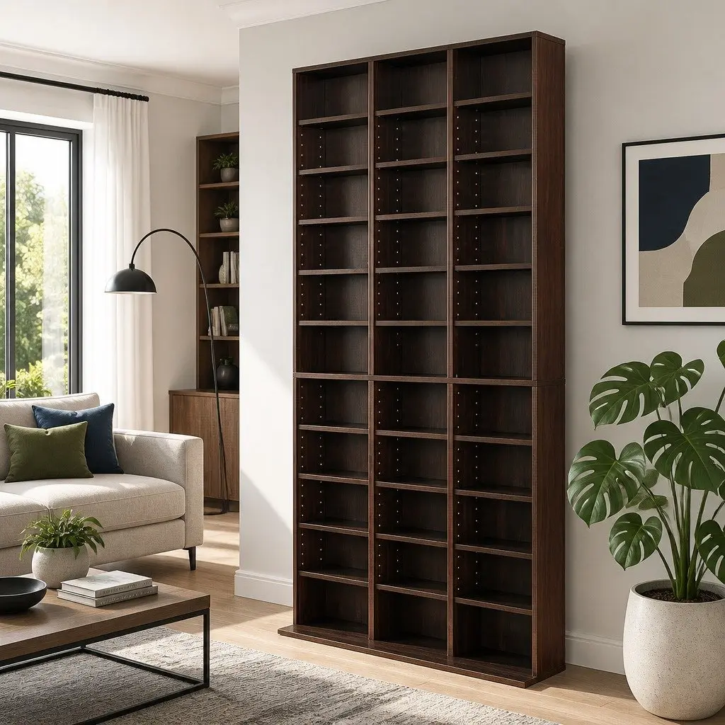 CD DVD Bookshelf Storage Rack Adjustable Shelves Media Organizer 102 x 23.5 x 194.5 cm