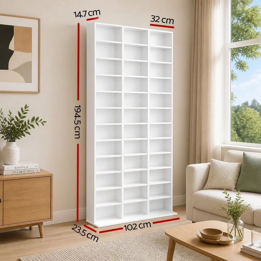 White Particle Board Bookshelf Living Room Adjustable Shelves