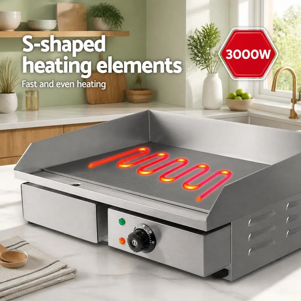 Electric Griddle Cooktop for Commercial Use 55cm Flat Cooking Surface