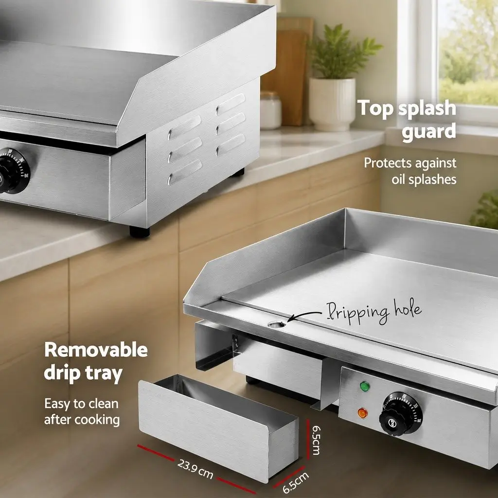Electric Griddle Cooktop for Commercial Use 55cm Flat Cooking Surface