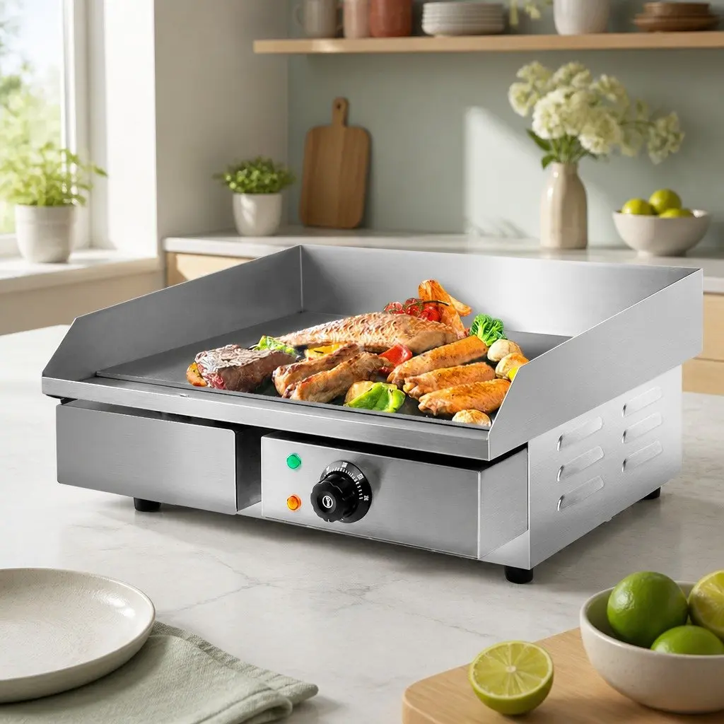 Electric Griddle Cooktop for Commercial Use 55cm Flat Cooking Surface